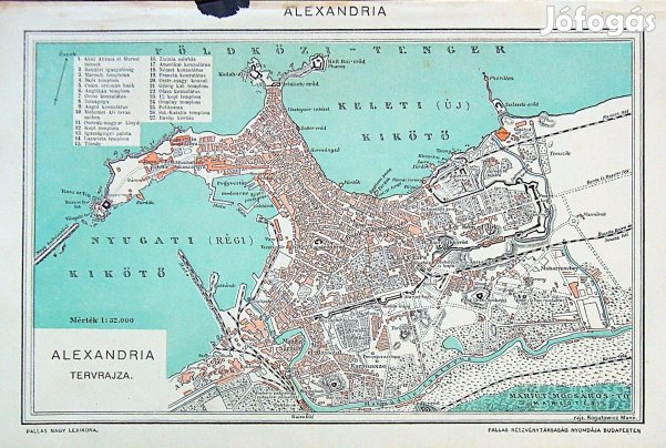Alexandria tervrajza Pallas régi térkép