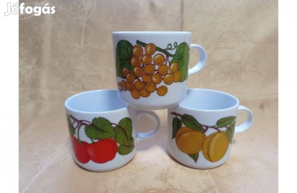 Alföldi gyümülcsös porcelán bögrék barack, körte, cseresznye