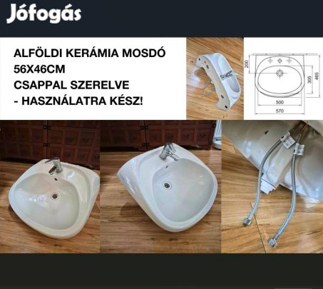 Alföldi kerámia mosdó 56x46cm Csapteleppel