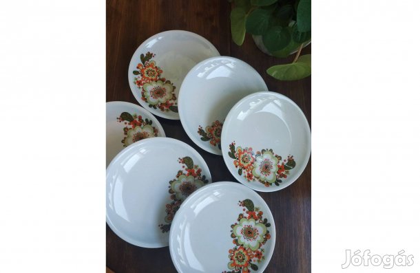 Alföldi porcelán - virágmintás süteményes szett (6) egyik pici hibával
