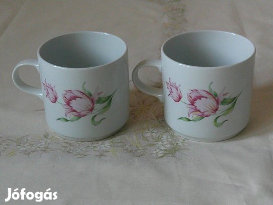 Alföldi porcelán bögre, csésze kétoldali virág mintával ( 2 db. Tulipá