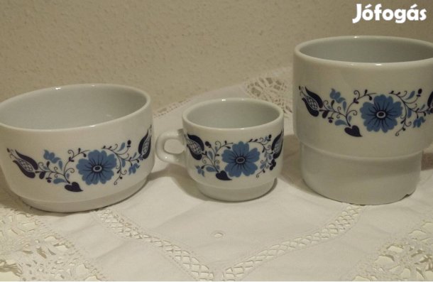 Alföldi porcelán kék Panni mintás csomag, bögre, unicsésze, kávés