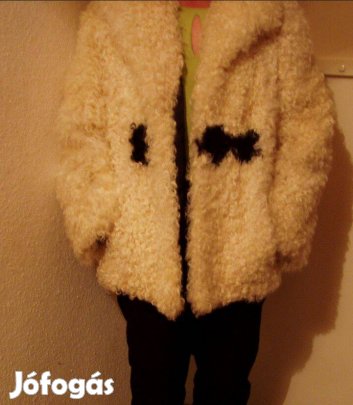 Alkalmi Női, fehér - fekete foltos feles bunda kb S/M méret :alkalomr