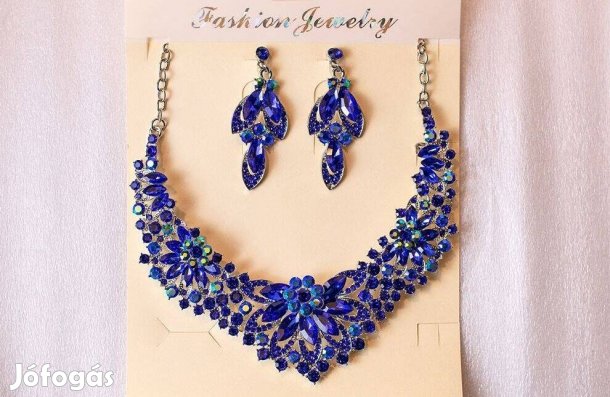 Alkalmi ékszer szett, Fülbevalós, Kék Nyakék szett