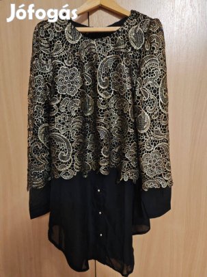 Alkalmi fekete blúz csipke borítással