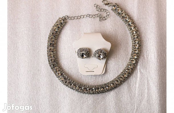 Alkalmi nyaklánc fülbevaló, Ékszer szett, Kristályköves, strasszos