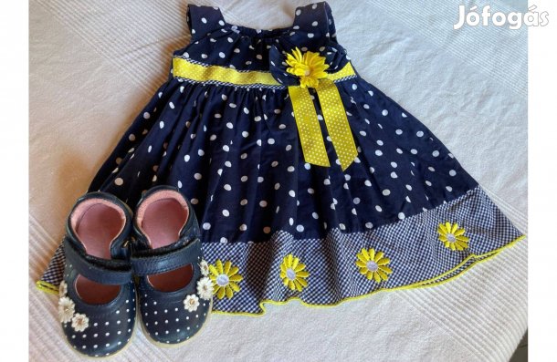 Alkalmi szett ruha 74-80, cipő 19
