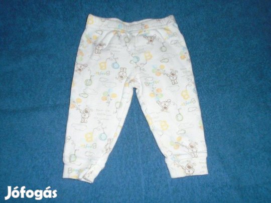 Állat mintás és fehér pamut nadrág 3-6 hó (méret 68)