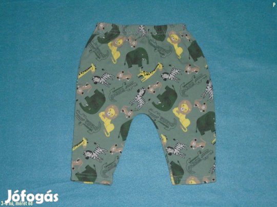 Állat mintás és zöld nadrág 3-6 hó (méret 68)