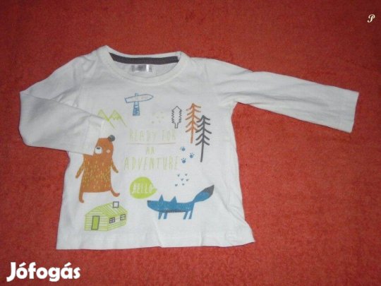 Állat mintás fehér hosszú ujjú felső 6-9 hó (méret 74)