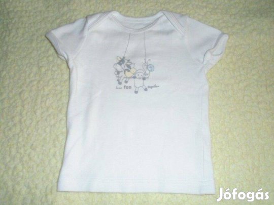 Állat mintás fehér póló 9-12 hó (méret 74 / 80)
