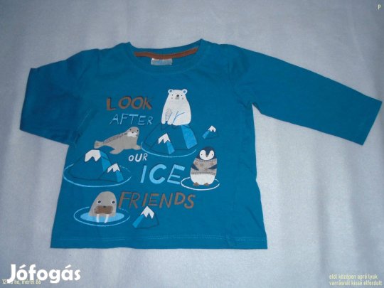 Állat mintás hosszú ujjú felső 12-18 hó (méret 86)