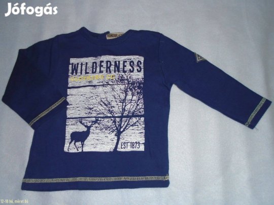 Állat mintás kék hosszú ujjú felső 12-18 hó (méret 86)