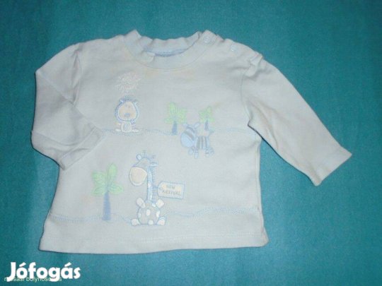 Állat mintás kék hosszú ujjú felső 6-9 hó (méret 74)