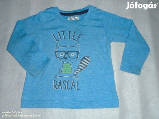 Állat mintás kék hosszú ujjú felső 6-9 hó (méret 74)