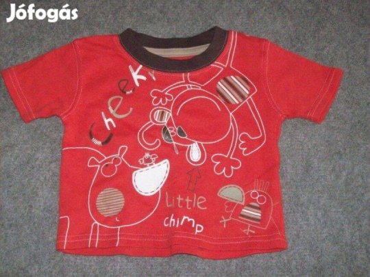 Állat mintás piros színű póló 3-6 hó (méret 68)