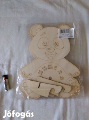 Állatfigurás (maci), fa óralapok állvánnyal