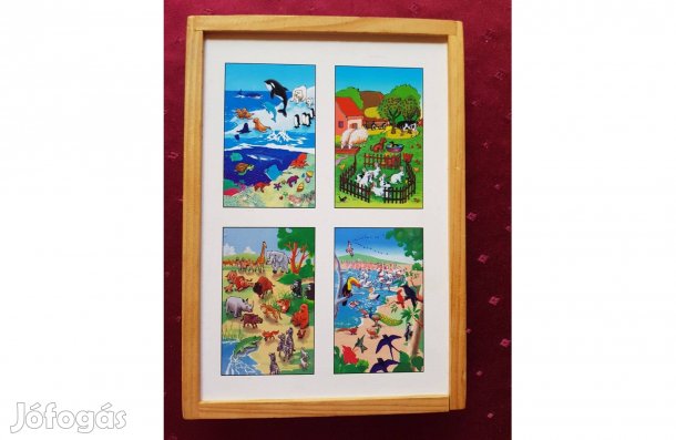 Állatos fa puzzle, 4x12 db-os