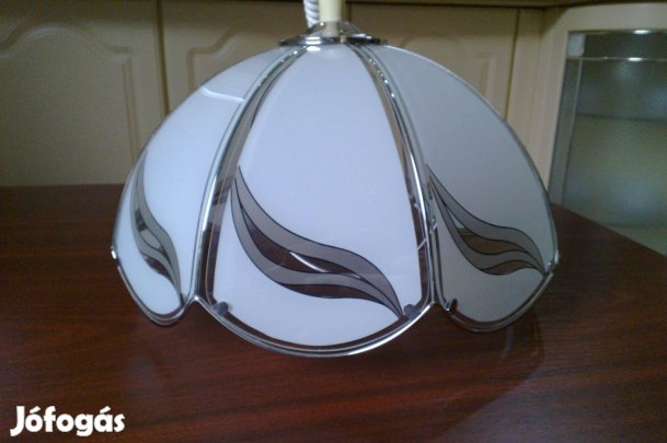 Állítható magasságú csillár lámpa króm fehér üveg