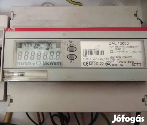 Almérő 1,3 fázis ABB villanyóra elektromos fogyasztásmérő áram fesz fi