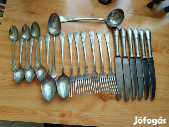 Alpakka evőeszköz készlet Antik 22 db jelzett db-ok