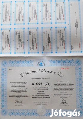 Általános Gázipari RT részvény 1993