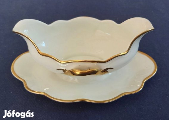 Altrohlau porcelán szószos mártásos kínáló tál, arany széllel