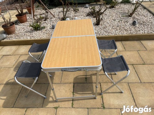 Alu Vázas Prémium Piknik asztal 4 székkel Lakókocsi asztal