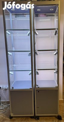 Aluminium keretes üveg vitrin világítással 