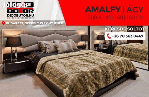 Amalfy franciaágy 140x200 cm barna széles ágybetét + ágyneműtartó