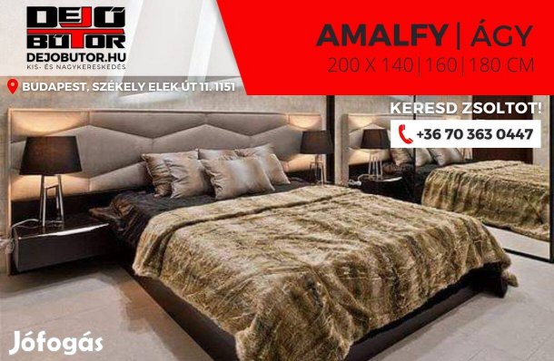 Amalfy franciaágy 140x200 cm széles ágybetét + ágyneműtartó bronz