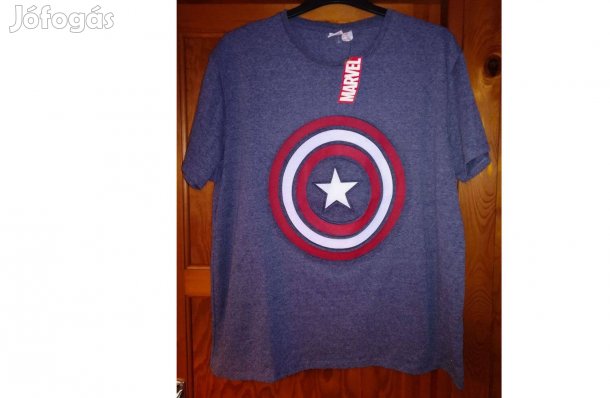 Amerika kapitány Marvel új címkés szürkéskék póló (2XL)