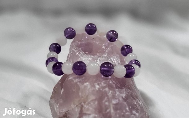 Ametiszt & Rózsakvarc ásvány karkötő - Szeretet és Belső Béke