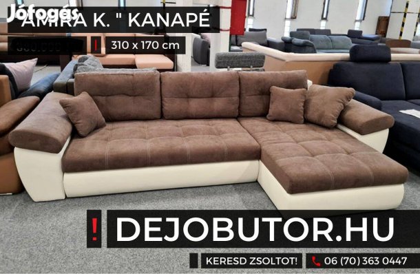 Amira mini sarok kanapé ülőgarnitúra 310x170 cm ágyazható bronz