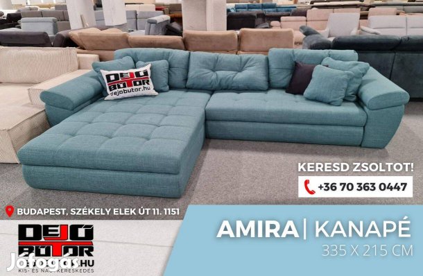 Amira sarok kanapé ülőgarnitúra 215x335 cm HR habos rugós kék