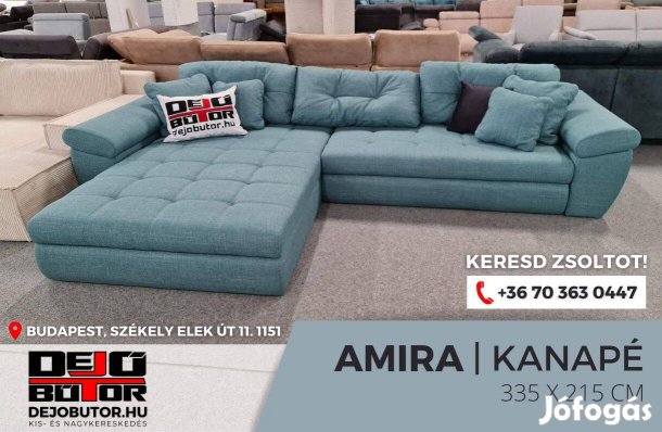 Amira sarok prémium kanapé ülőgarnitúra 335x215 cm szivacsos kék