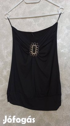 Amisu fekete divatos pánt nélküli top