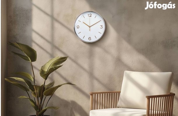 Analóg Fehér - Arany Falióra - 25 cm - műanyag, üveg - 1 x AA