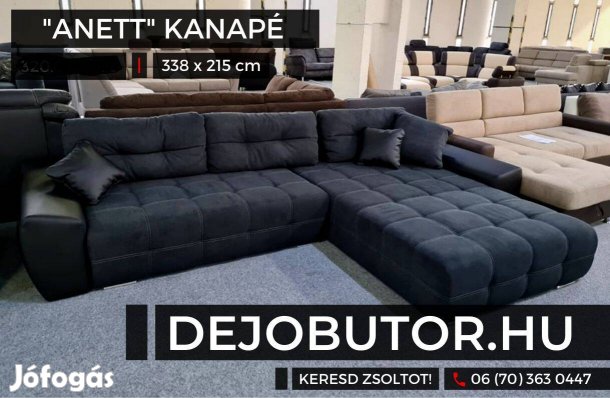 Anett sarok black kanapé ülőgarnitúra 215x335 cm ágyazható bútor