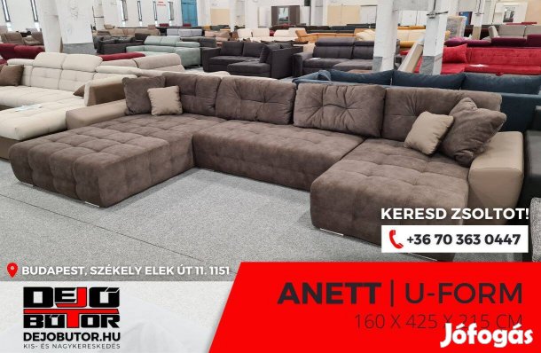 Anett ualak kanapé ülőgarnitúra 160x425x215 cm ágyazható barna bútor