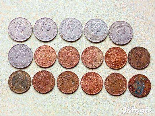 Anglia 17 db Különböző Érme 2 10 Pence 1968-2016