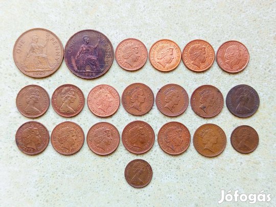Anglia 21 db Különböző Érme 1/2 1 Penny 1966-2016