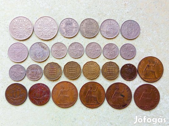 Anglia 27 db Különböző Érme Penny Farthing Pence Shilling 1944-1967