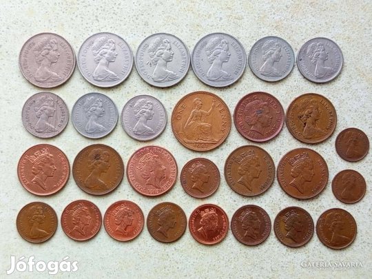 Anglia 28 db Különböző Érme 1 Penny 5,10 Pence 1961-2015