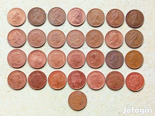 Anglia 29 db Különböző Érme 1 Penny 1971-2016