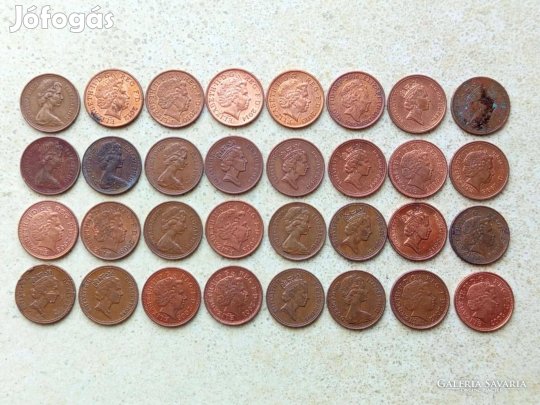Anglia 32 db Különböző Érme 1 Penny 1971-2016