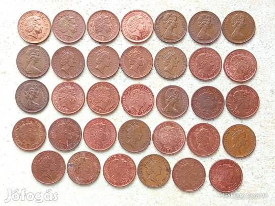 Anglia 34 db Különböző Érme 1 Penny 1971-2015