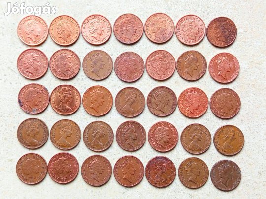 Anglia 35 db Különböző Érme 1 Penny 1971-2017