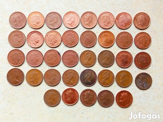 Anglia 37 db Különböző Érme 1 Penny 1971-2017