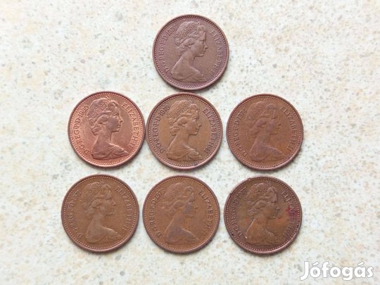 Anglia 7 db Különböző Érme 1/2 Penny 1971-1980